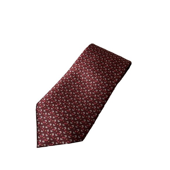 Ermenegildo Zegna Mens Maroon Geometric Mens Silk Designer Classic Tie OS